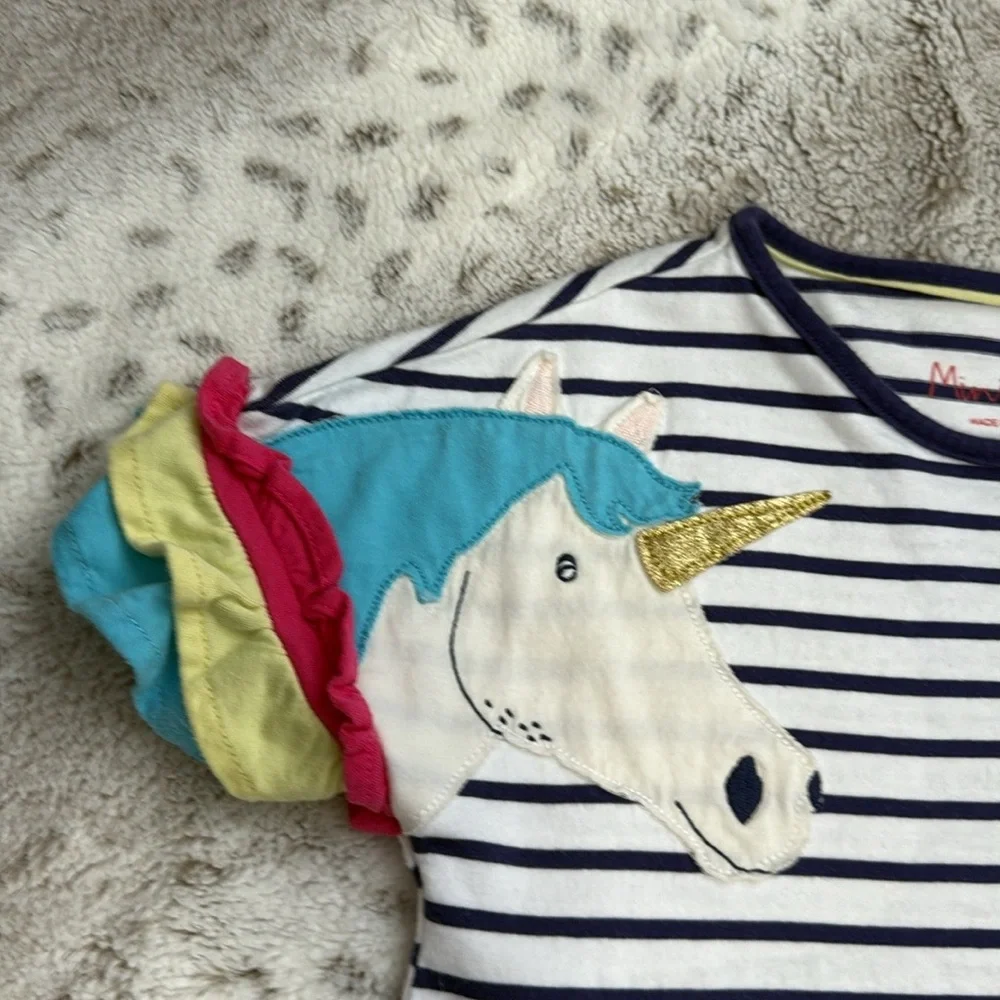 Mini Boden striped rainbow unicorn dress girls size 8 sweet magical girlhoodcore